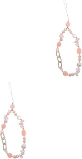 Gadpiparty Chaveiro 2 Peças De Corrente De Telefone Com Contas Pingente De Cristal Cordão De Pulso Pulseira De Telefone Decoração De Cristal Capa De Telefone Com Pingente De Cristal Chaveiro
