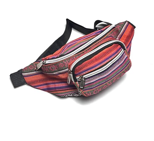Riñonera Hippie Estilo étnico riñonera para Hombres Mujeres y niños,Multicolor Bolsa para Viajes, Festivales, Vacaciones, Senderismo, Correr, al Aire Libre, Camping (Rosa)