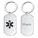 KBNSUIAN Personalisierter Medizinischer Alarm ID Bewusstsein Schlüsselanhänger Angepasst Typenschild Schlüsselring Tag Krankheit Allergie Identifikation Erinnerung für Männer Frauen, mit Aid Bag