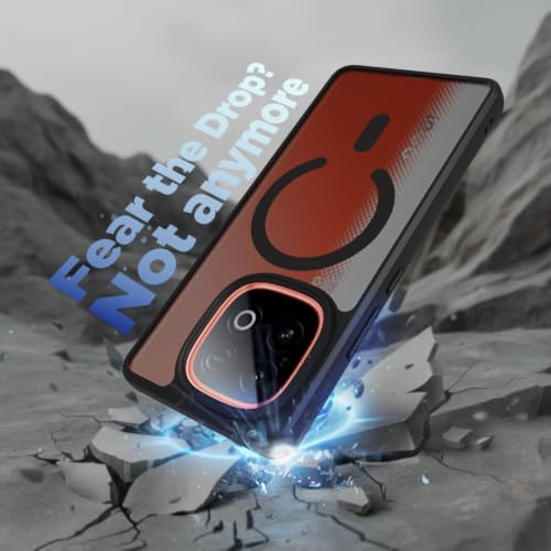 Image of RIGGEAR Shockproof Sleek Hybrid Armor Upgraded C-Shaped Magnetic Back Cover Case Compatible with MagSafe Accessories for iQOO Neo 10 5G (Smoke Black Matte PC + Black TPU Bumper)