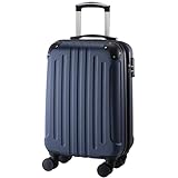 スーツケース アイリスプラザ キャリーバッグ 軽量 Sサイズ 40L 拡張機能付 ダブルキャスター 1~3泊 旅行 ネイビー [並行輸入品]