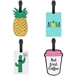 Vicloon Etiquetas de Identificación de Maleta,4 Piezas Etiquetas de Equipaje de Silicona,Etiquetas para Equipaje,Identificador Maletas Viaje