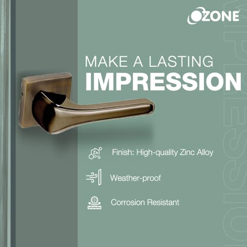 Image of Ozone Falcon Heavy Duty Mortise Door Lock Handle Set for Main Door, Bedroom, Bathroom, and Living Room | (Antique Brass Finish)