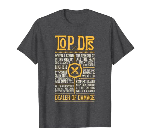 Wow Funny Top DPS Role Play Gaming T-Shirt, Men, Dark Heather Grey, XX-Large