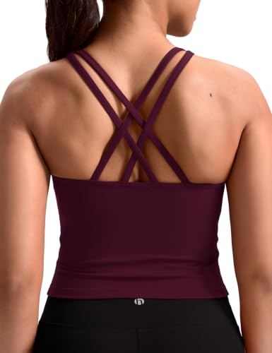 Image of HeyNuts Longline Zeal Bras Medium Impact Wirefree Sports Bras Workout Crop Tank Tops with Removable Pads, A-D Cups