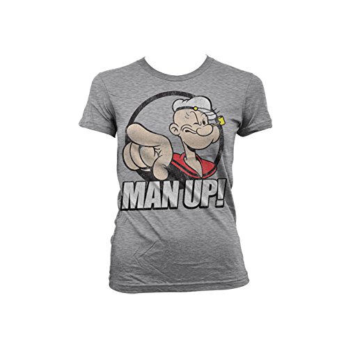 Image of Officially Licensed Merchandise Popeye - Man Up! Girly T-Shirt (H.Grey), XX-Large