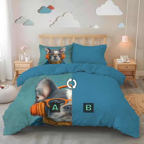Housse de couette bouledogue 220x240 hypoallergénique avec zip durable - 5