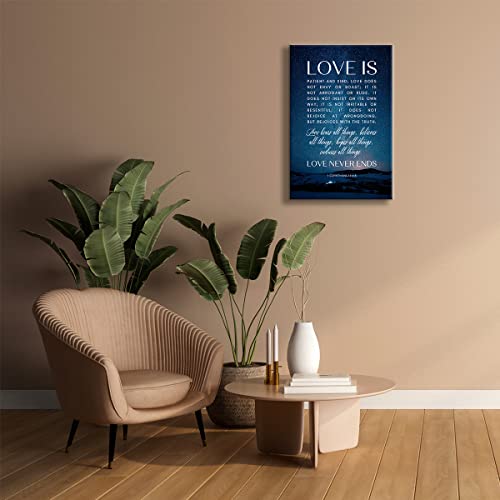 1 Corinthians 13 4-8 Love Is Patient Wall Art Framed Quotes Poster Esv Bible Verses Wall Decor Christian Canvas Painting Scripture Pictures For Bedroom Decorational Framed (12X18 Inch) #TOP2