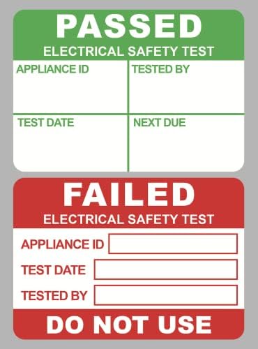 1.12x1.6 inch 200 PCS Pass PAT Testing Labels with 20 PCS Fail Appliance Testing Labels (ET-04), Green, Red