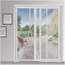 Magnetic Screen Door Upgraded Mesh Hands Free Suitable for Sliding Door, Large Patio Door and French, 160x235cm Polyester Mesh Net Curtain Scratch-Proof White