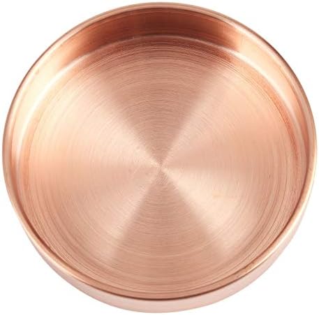 BOKIE Copper Round Storage Tray Desk Metal Storage Organizer Jewelry Organizer Small Items Storage Dishes Home Decor 10cm x 10cm(Gold)