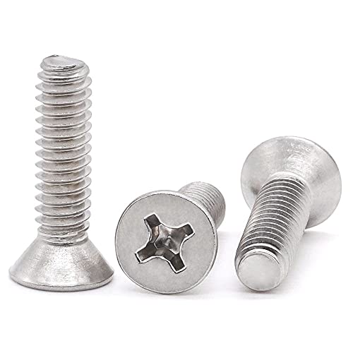 Glvaner GVN23014-200 #4-40 X 3/8 Inch (200 Pcs) Flat Head Outlet Screws Machine Screws, 18/8 Stainless Steel 304 Flat Head Device Mounting Screws, Phillips Drive Cross Head Electrical Outlet Screws, Fully Threaded thumb #6
