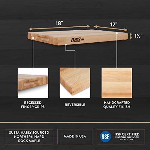 John Boos Block R01 Maple Wood Edge Grain Reversible Cutting Board, 18 Inches X 12 Inches X 1.5 Inches #TOP2