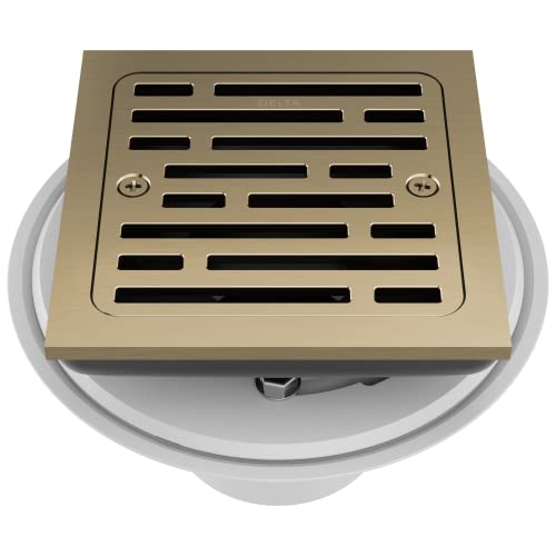 Delta Faucet 4 Inch Tile-In Square Shower Floor Drain Gold, Shower Drain Kit, Square Shower Drain, Chrome Shower Drain, Shower Floor Drain, Champagne Gold DT062412-CZ by DELTA - Used condition - US$54.52