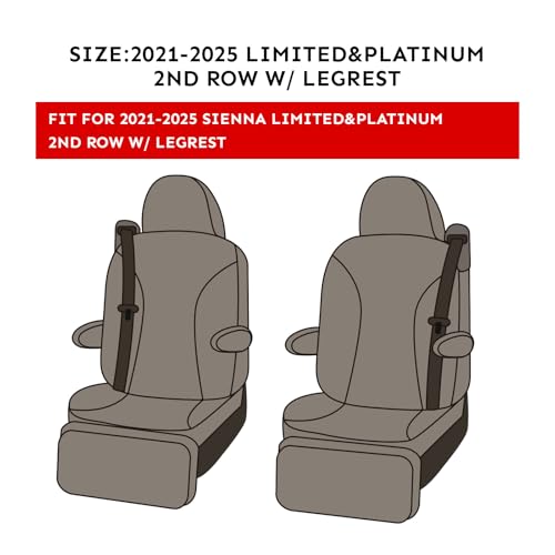 EKR Sienna Seat Covers for 2021-2026 Toyota Sienna Limited,Platinum,2nd Row Captain Chairs with Legrest 7 Seats,Automotive Seat Covers,Car Seat Cover Full Set,Neoprene (Black) by EKR - Image 2