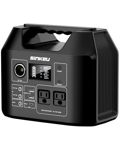 SinKeu Portable Power Station 80000mAh,256Wh LiFePO4 Battery Backup,300W AC Outlets,