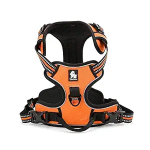 PetsUp 3M Reflective Mesh Padded Dog Vest Front Range No Pull Harness with Handle ((69-81 Cm Girth), Orange)