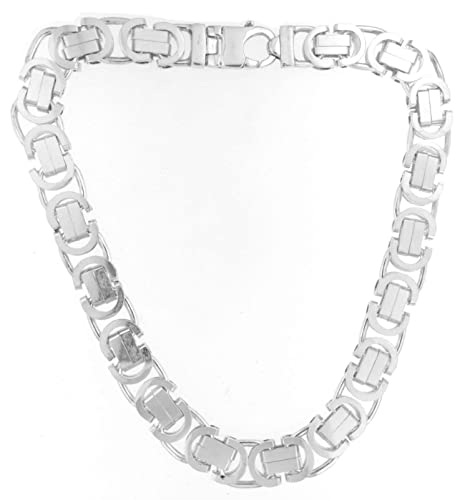 Chaîne byzantine italienne Etrusker - En argent 925 - Largeur : 17 mm - Longueur au choix - Collier en argent pour homme et femme - Bijou fabriqué en Italie, Argent Cover