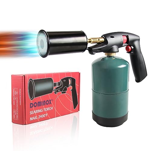 DOMINOX Cooking Torch for Creme Brulee, Fits All Propane Tanks, Gas Torch for BBQ, Baking, Brulee, DIY (Butane Gas Not Included)