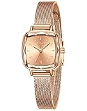 CIVO Rose Gold Womens Watches for Small Wrists, Luxury Waterproof Analog Quartz Square Watch Stainless Steel Ultra-Thin Minimalist Mesh Strap Fashion Elegant Ladies Watch Designer Gifts for Women