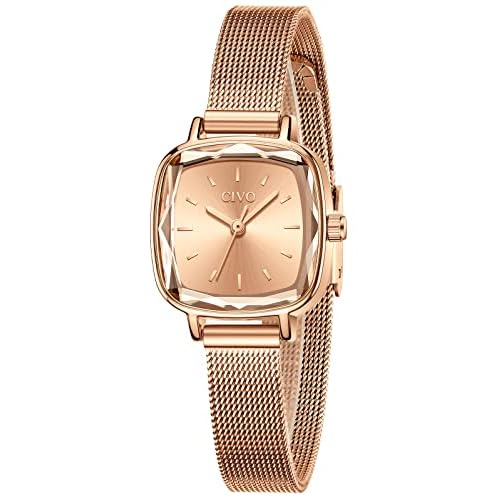 CIVO Womens Watch Square Analog Quartz Stainless Steel Small Wrist Watch Waterproof Fashion Dress Elegant Ladies Watches for Women