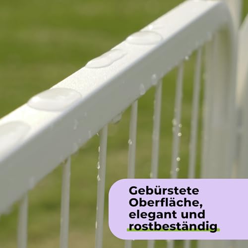 SunsGrove 8-teilig Welpenauslauf 80cm Hoch, Rutschfester Hundestall für drinnen mit 1 Türen, Anti-Rost Hundezaun, Automatische Verriegelung, Weiß