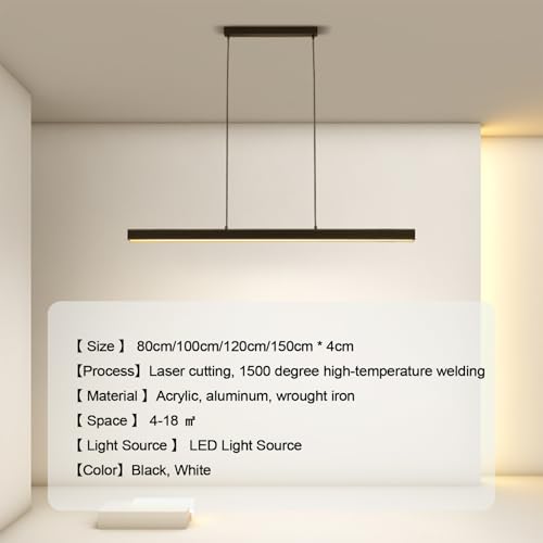 Suspension rectangle pour cuisine et salle à manger avec éclairage LED blanc - 7