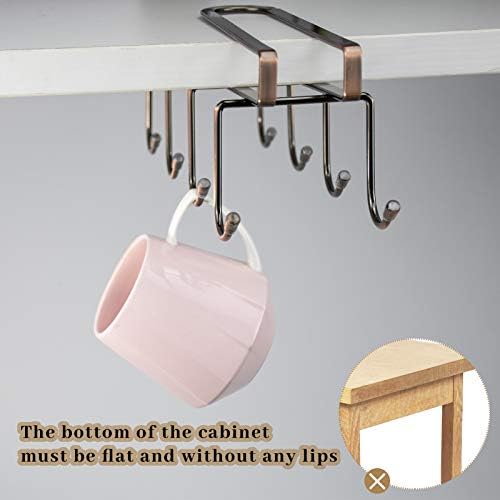 Coffee Mug Holder, TANOSAN Durable Under Cabinet Cup Coffee Mug Holder for Kitchen, 8 Hooks Cup Rack Under Shelf - Fit for The Cabinet 1" or Less