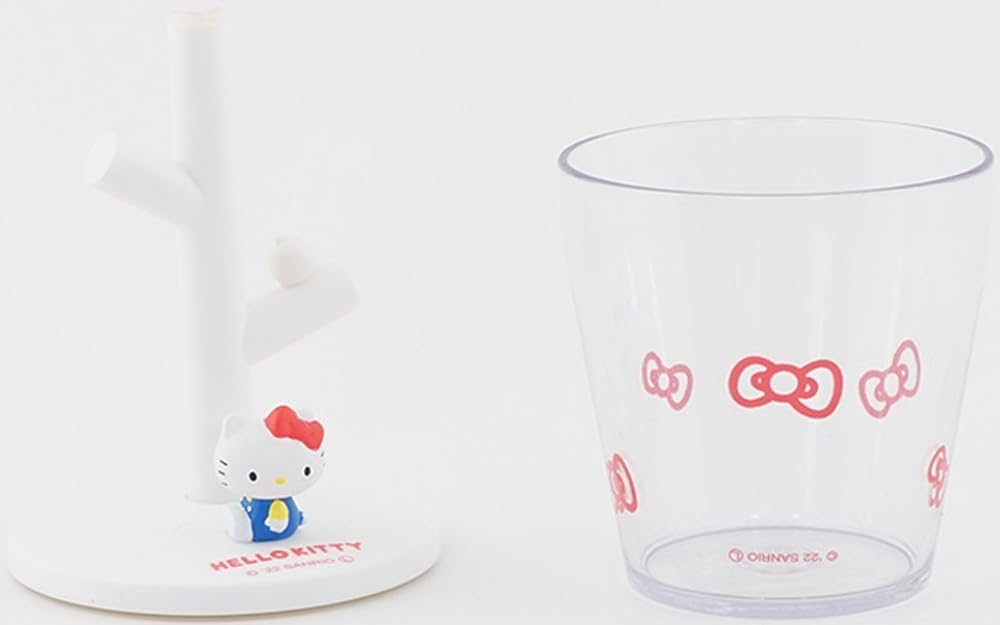 Hassey Top-in Toothpaste Cup/Mini Gargle Cup & Stand, Hello Kitty SR-3333