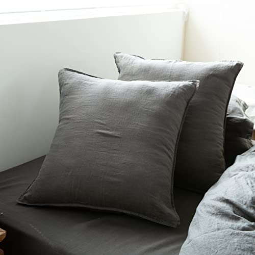 Simple&Opulence 100% Washed Linen Euro Shams 26'' x 26'' Pack