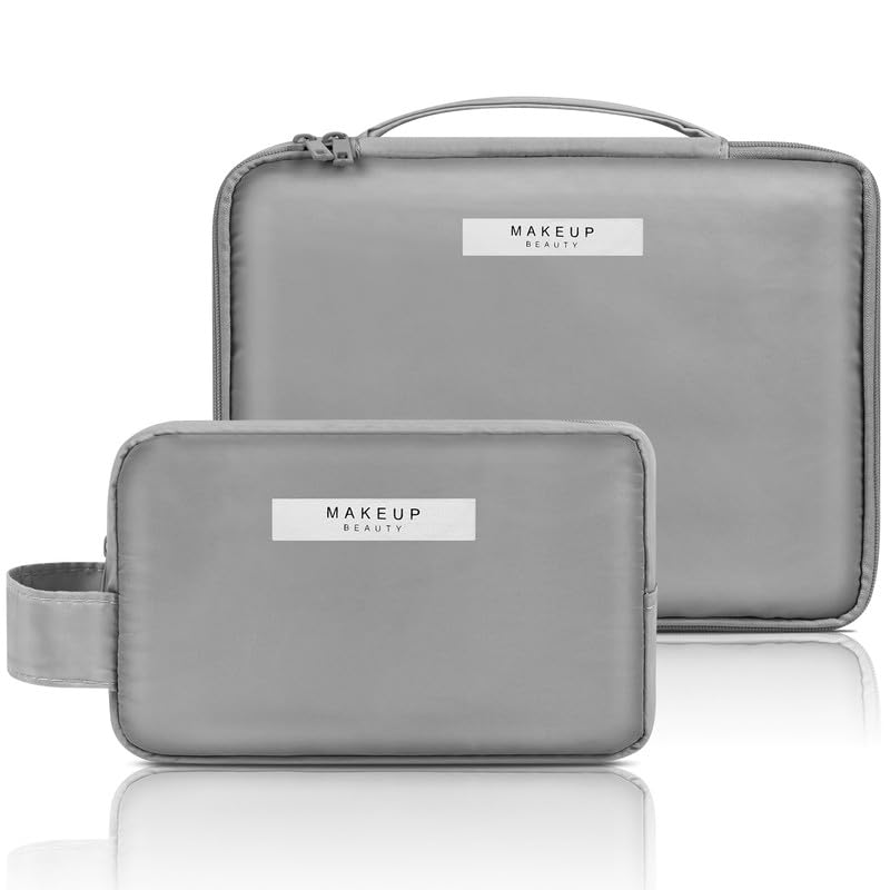 Aucuu Beauty Case Donna, Beauty Case da Viaggio, Organizer Cosmetici, Porta Trucchi da Viaggio con Double Face Tascabile, Trousse da Viaggio, Borsa da Toilette per Viaggio/All'aperto