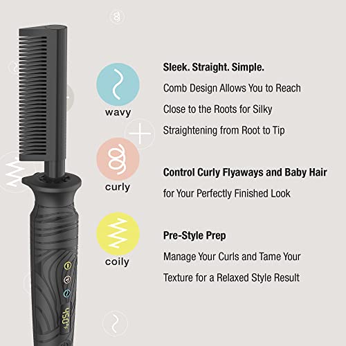 Conair The Curl Collective Ceramic Pressing Hot Comb, Sleek Straight Simple Pressing Comb Design Reaches Close To The Roots For Silky Straightening Root To Tip, Black #TOP1