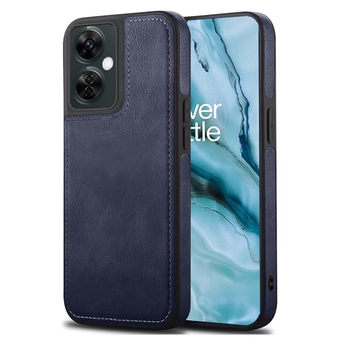 Image of Leather Case for OnePlus Nord CE 3 Lite Premium Protective Stylish Slim Cover with Shockproof Raised Edges Blue