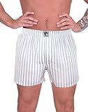 LUFT Mens Ultra Soft Stretch Linen Cotton Stripes Print Comfy Fit Elastic Waist Lightweight Seamless Underpants Underwear Mens Boys Casual Pull On Trunks Briefs Boxer Shorts, White & Blue XL