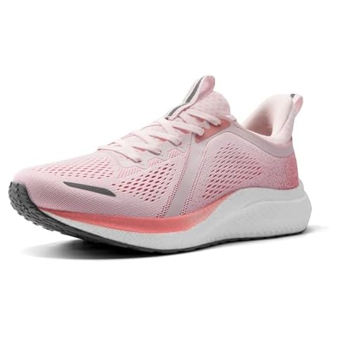 ALLSWIFIT Women's Walking Shoes Slip On Non Slip Running Tennis Breathable Lightweight Comfortable Athletic Gym Workout Sneakers,Size 6.5,Pink,SARR003W Cover