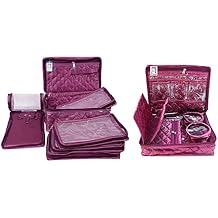 atorakushon 2 different Zipper pouch Pack Makeup Jewellery Kit Travel Cosmetic Organizer Box for Storage Necklaces Earring Ring for Women Girls Purple