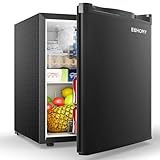 EUHOMY 46L Mini Fridge - Small Table Top Fridge with Reversible Door & Chiller Box, 7-Level Adjustable Thermostat, Low Noise (39 dB) - Perfect for Bedroom & Office, Energy Efficient, Black - Image 3