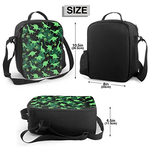Harooni Dinosaur Lunch Box For Boys Girls Small Insulated Lunch Bag For Kids Waterproof Reusable School Camo Dinosaur Cooler Lunchbox With Side Pocket #TOP1