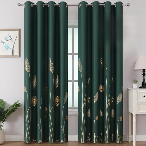 Estelar Textiler Green Blackout Curtains for Living Room 90 Inches
