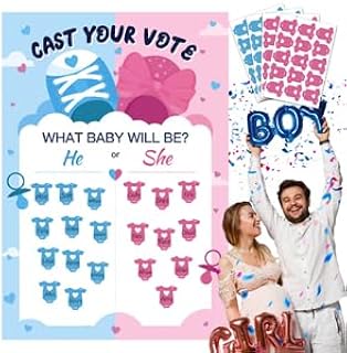 Gender Reveal Voting Board with 60 Boy or Girl Voting Stickers Cool Fun Baby Gender Reveal Party Games Ideas for Guests Cast Your Vote Guessing Board (22 * 15 in)