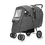 Rain Cover for Stroller Winter, Universal Double Stroller Rain Cover Front Back, Double Stroller Cover for Rain and Snow, Baby Outdoor Activities Accessories,Grey