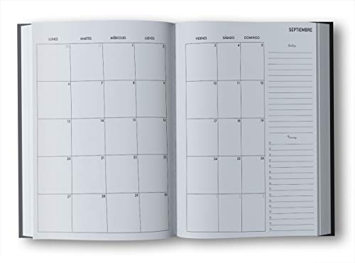 Agenda 2021 Un Día Por Página: Agenda Anual 2021 Tapa Dura, Agenda en español, Negro, XXL