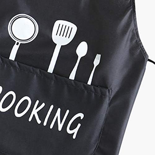 Adjustable Bib Apron for Women Men with Pockets Quality Waterproof Cooking Kitchen Aprons for home Kitchen Cooks BBQ Restaurant Coffee House Black/ Offwhite