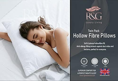 R&G HOTEL QUALITY Stripe Pillows 2 Pack Bounce to Back Soft Pillow for Side, Stomach and Back Sleepers, Anti Allergy Pillow With Extra Soft Hollow Fiber Filling, Bed Pillows