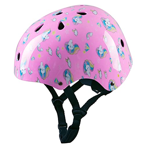 Toddler Helmet, Bienbee Kids Bike Helmet Skateboard Helmets for Bicycle Balance Bike Scooter Cycling for Girls Kids Age 3-5-8 Years Pink Color
