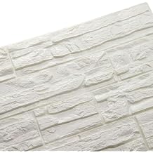 3D Brick Pattern Wall Panels Stickers PE Foam Self-Adhesive Wallpaper DIY Waterproof Modern Style for Living Room Bedroom Kitchen Background Wall Decoration 24PCS, White