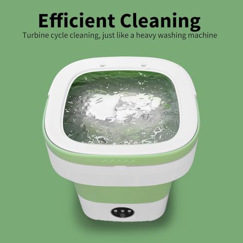 Portable Washing Machine, 20L Upgraded with Spin Basket Laundry Machine, 3 Modes Deep Cleaning, Upgraded Small Collapsible Laundry for Hotel, Apartment, Home and Travel - Green by Sangukiro - Image 2