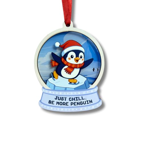 Penguin Ornament, Double Layers Wood and Acrylic Penguin Christmas Ornaments, Cute...