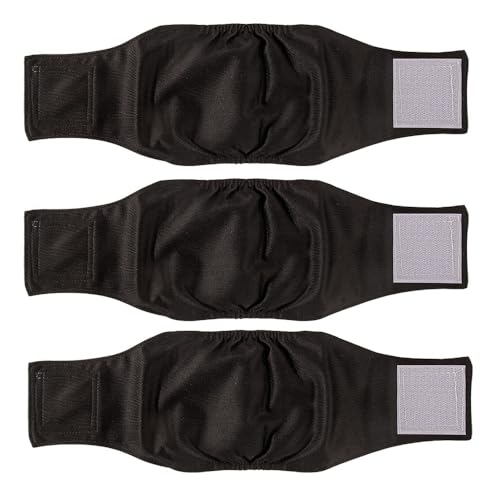 Washable Reusable Dog Diapers Male, 3 Packs Breathable Male Dog Wraps Belly Bands Male Dogs Dog Diapers Black XS