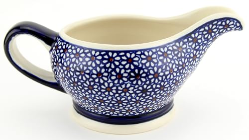 Polish Pottery Gravy Boat 16 Oz. From Zaklady Ceramiczne Boleslawiec #1258-120 Traditional Pattern, Capacity 16 Oz. - Thumbnail 2
